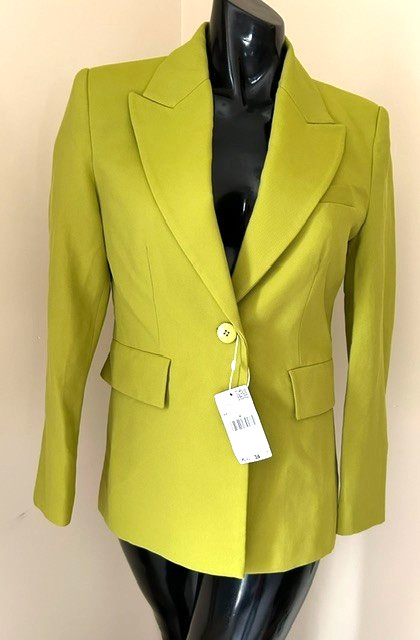 NWT MANGO (MNG) tailored blazer single button vibrant lime green size M