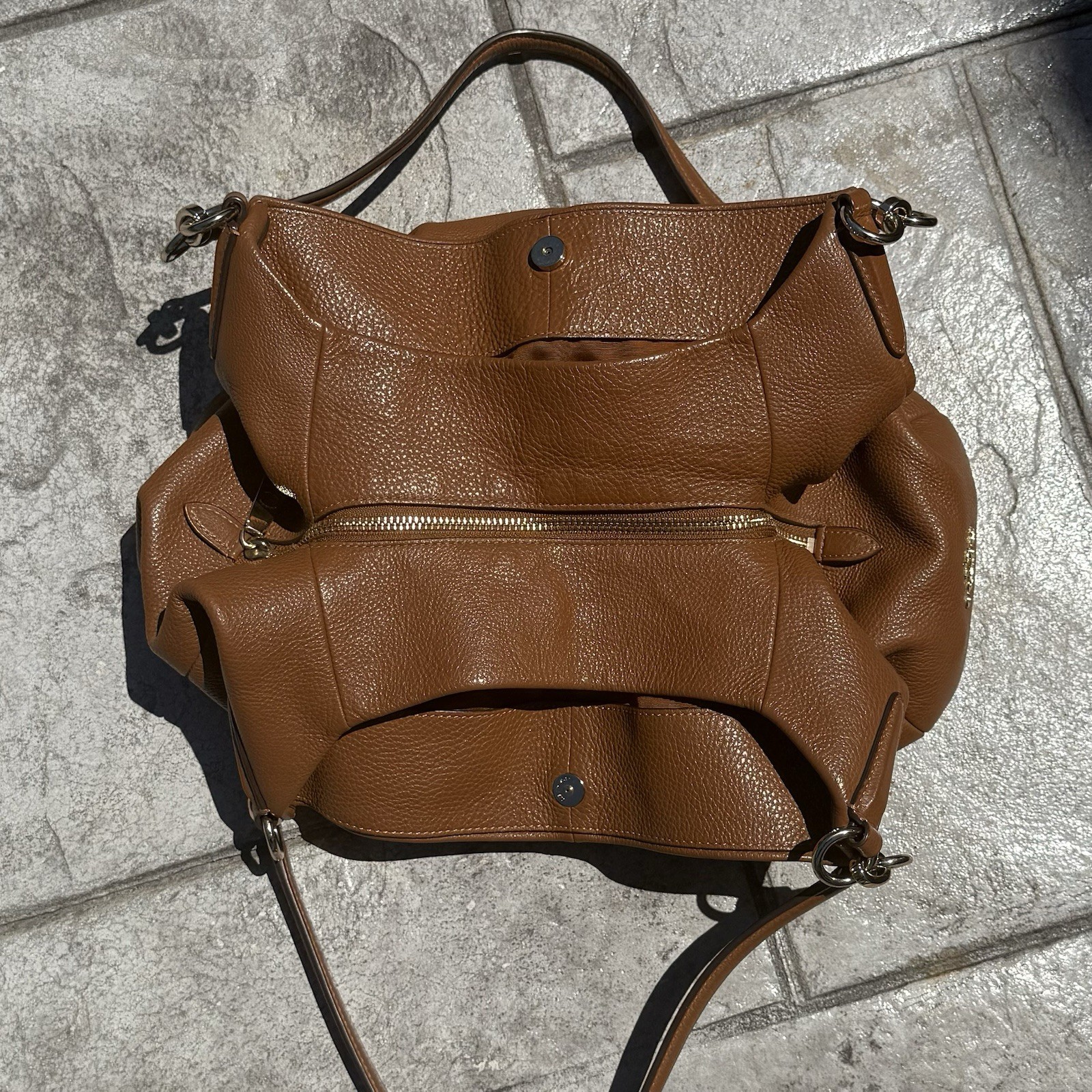 COACH Madison Phoebe Brown Tan Leather 3 Compartment Shoulder Hobo Bag Purse