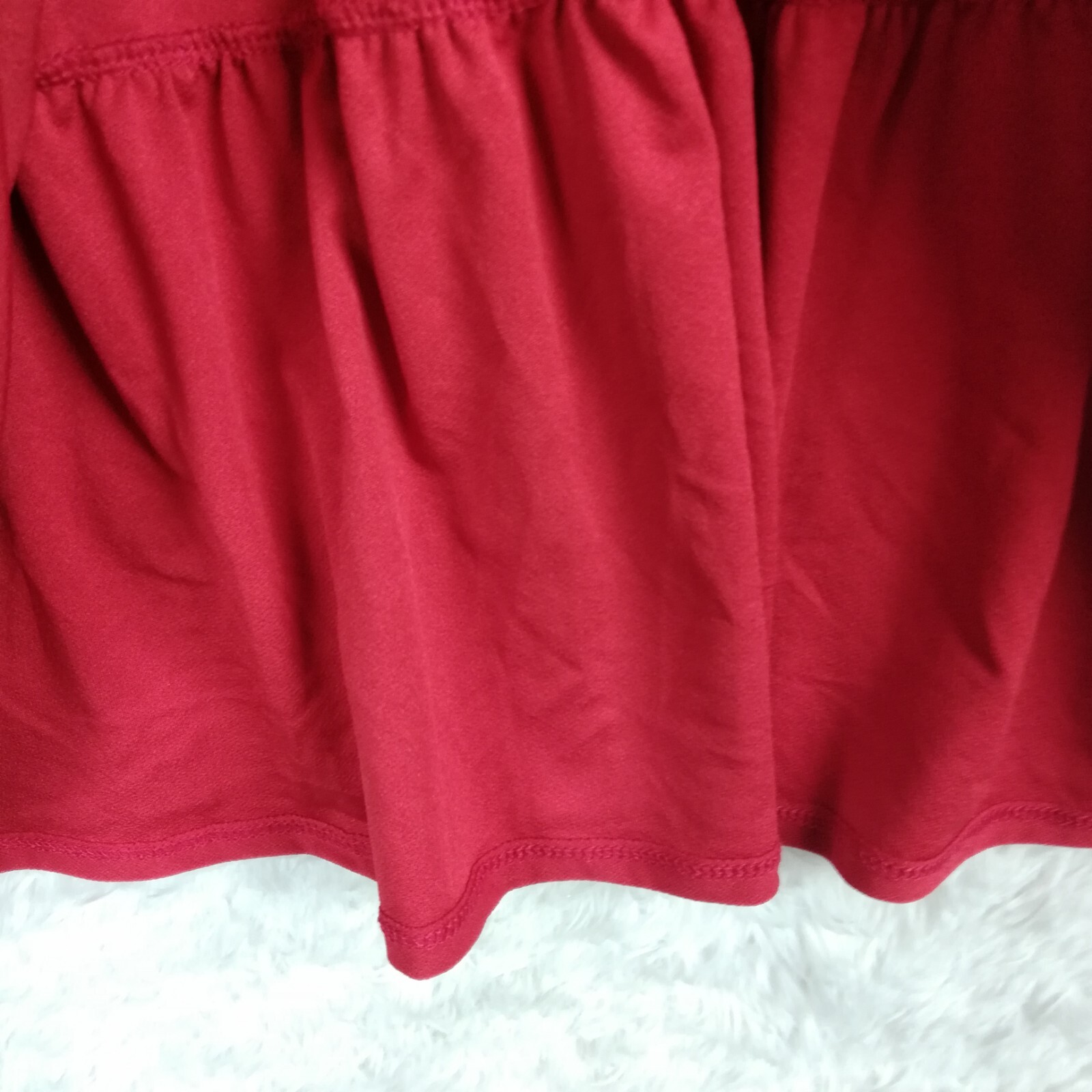 A. U. W. Womens Dress Fit & Flare Red Tiered Above Knee Short Sleeve Plus 1X New