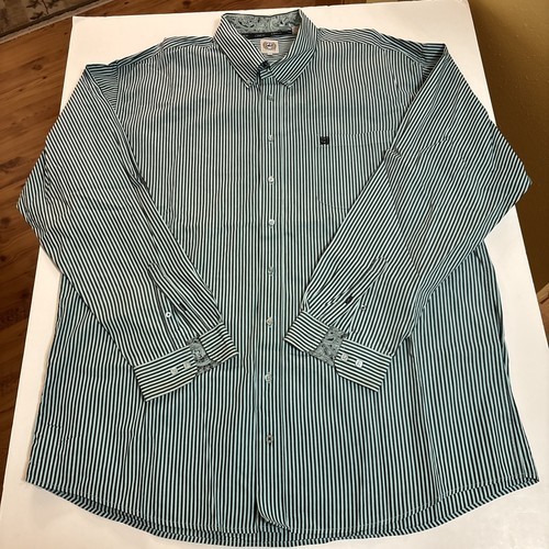 Cinch Men’s XXXL Green/Charcoal Striped Button Down Shirt Western Rodeo Cowboy