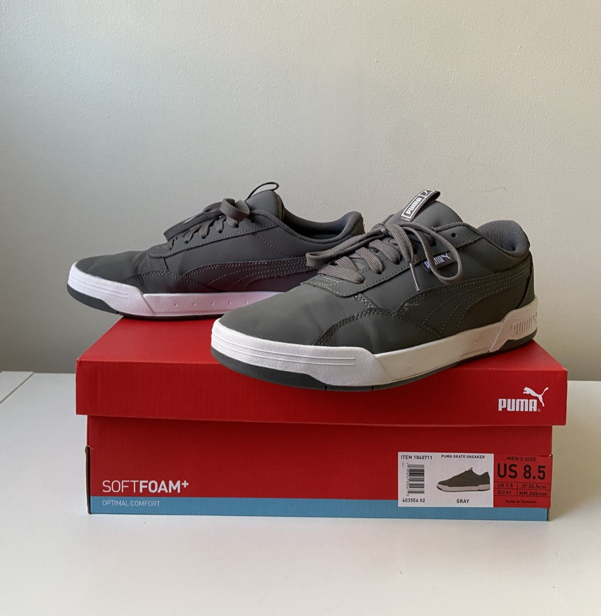 Puma Skate Sneaker Men Size 8.5 Gray Low Top SoftFoam Comfort 1840711