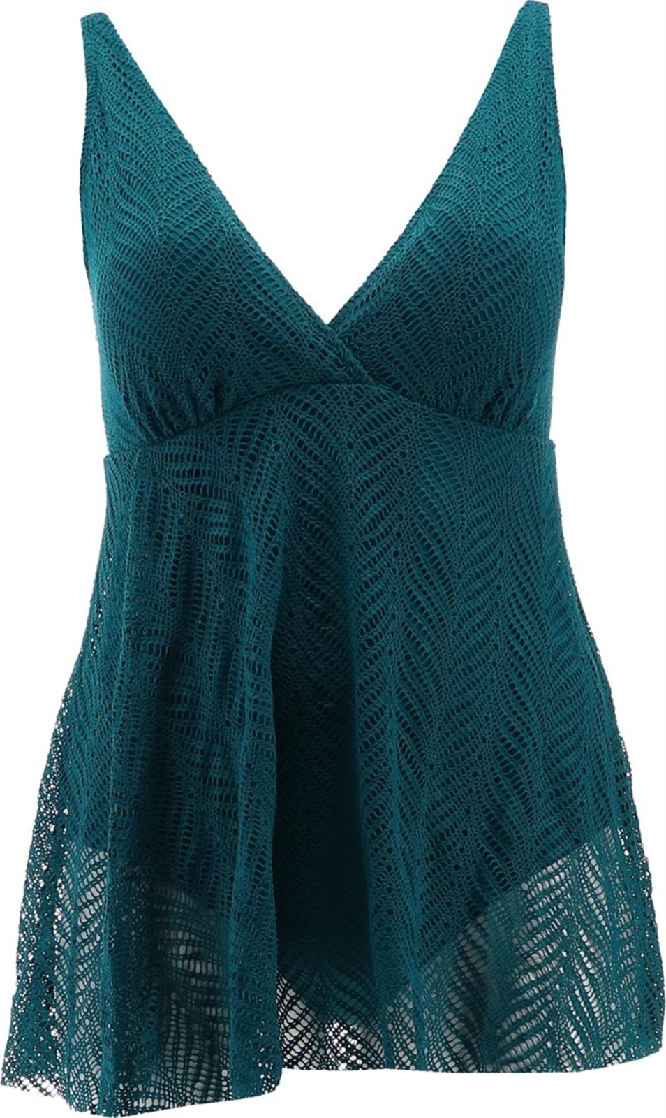 Kim Gravel Swimsuits All Swim Dress Crochet Overlay Moroccan Blue 14 NWOT (461)