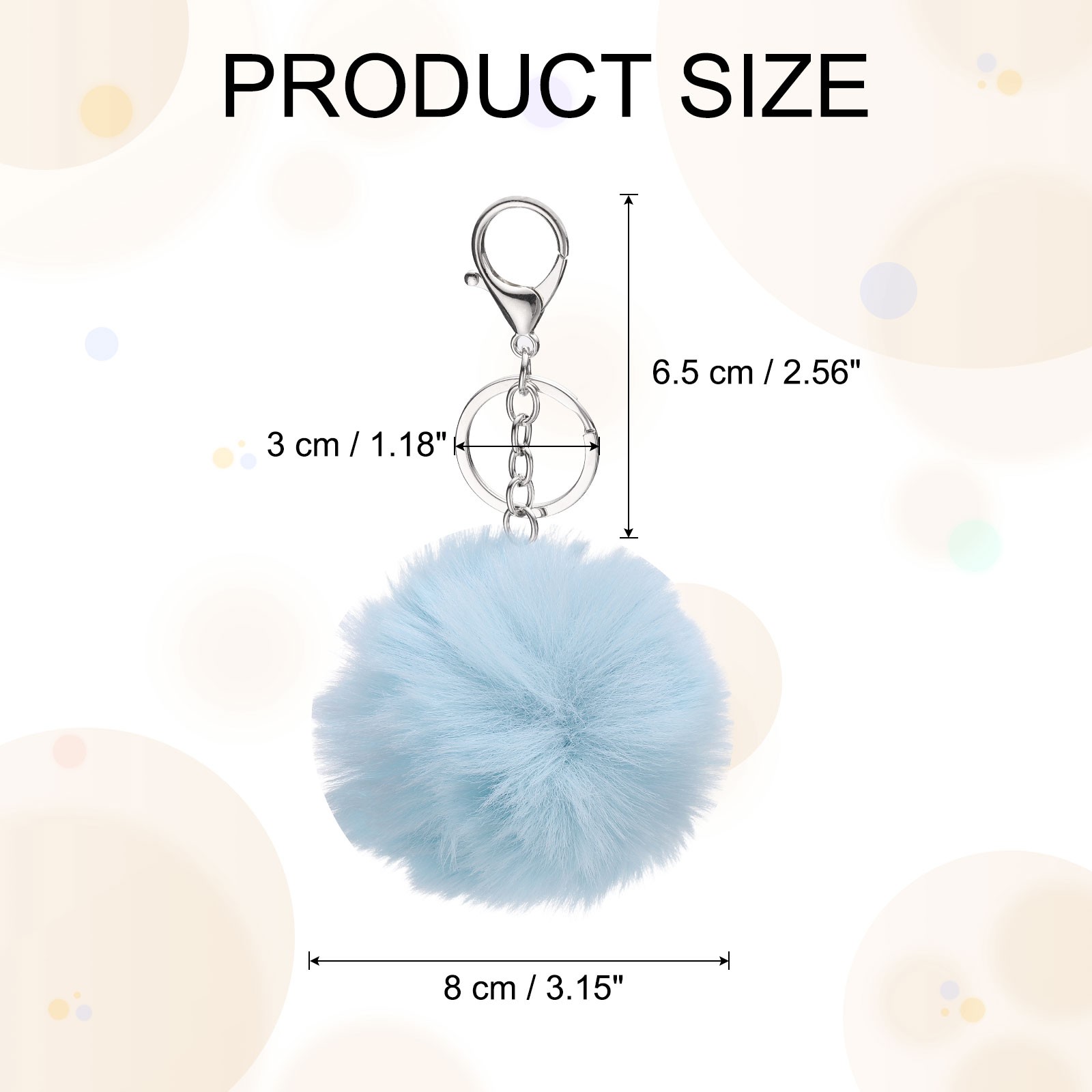 Pom Pom Keychain 8cm Soft Cute Fluffy Ball Key Ring Light Blue