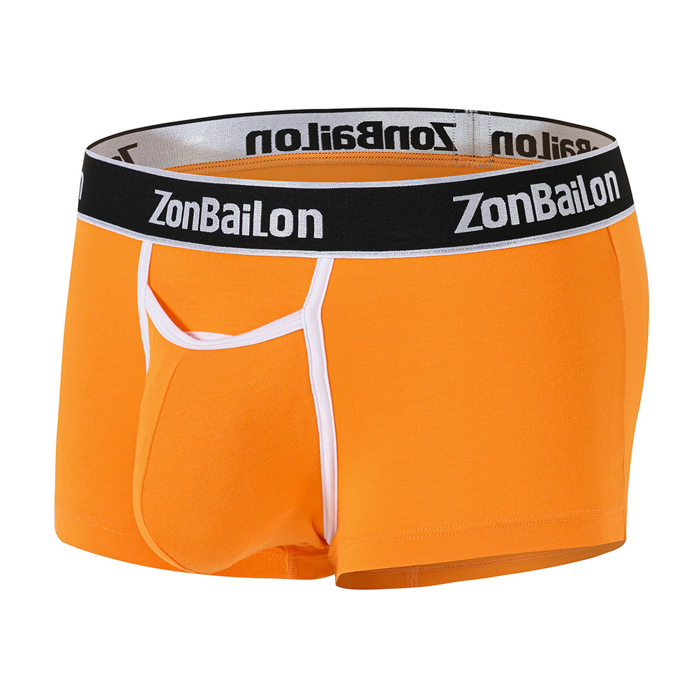Men Trunks Underwear Bamboo Comfy Pouch Horizontal Fly Boxer Briefs