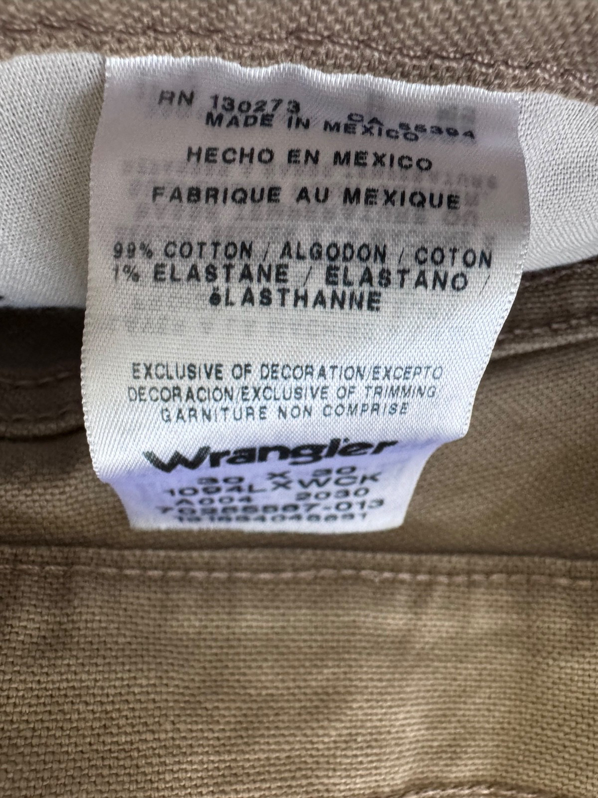 Wrangler 5 Star Heritage Tan Carpenter Jeans Size 30X30 Harvest Tan, Cotton/Elas