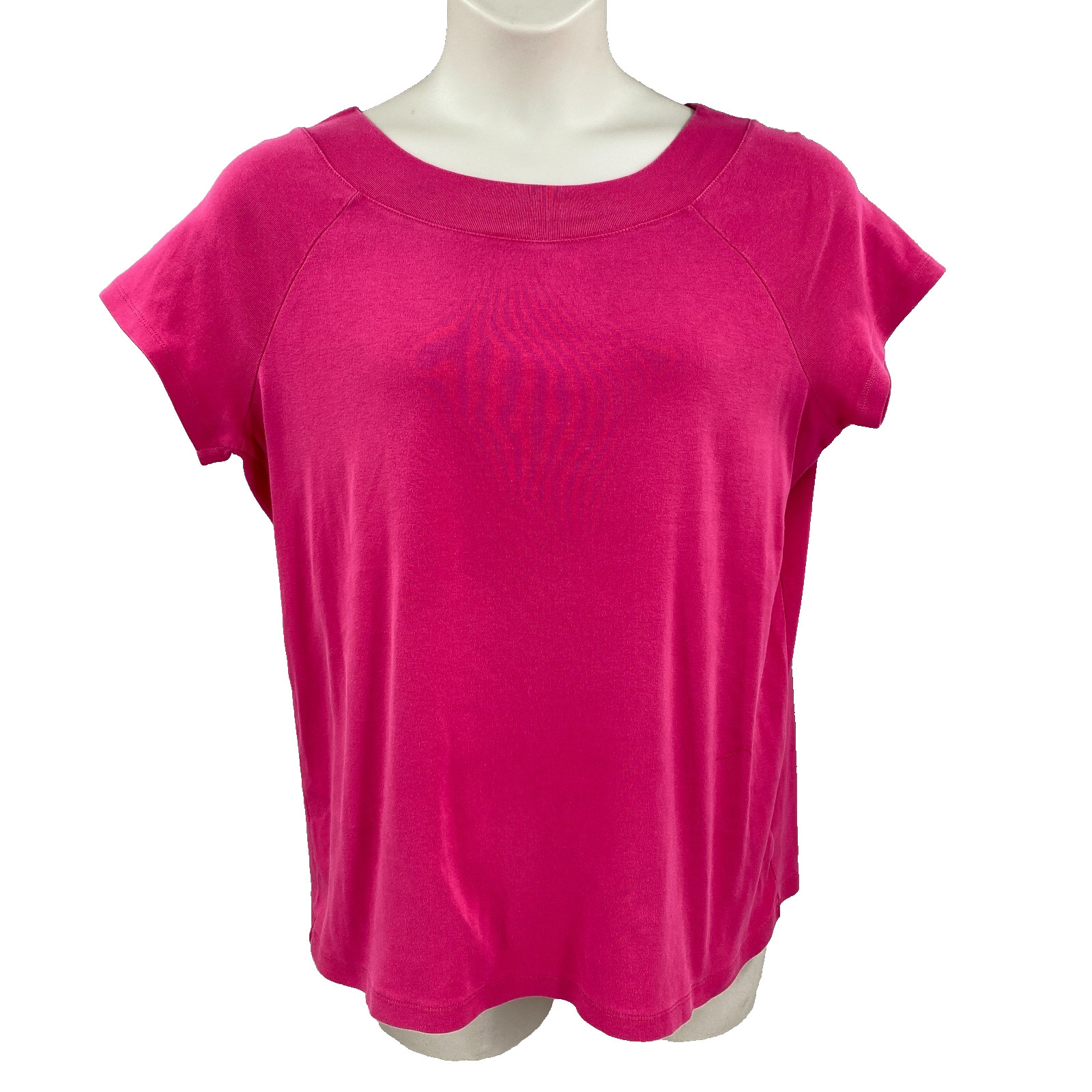 Jones New York Signature Top Size 1X Hot Pink Scoop Round Neck Short Sleeve