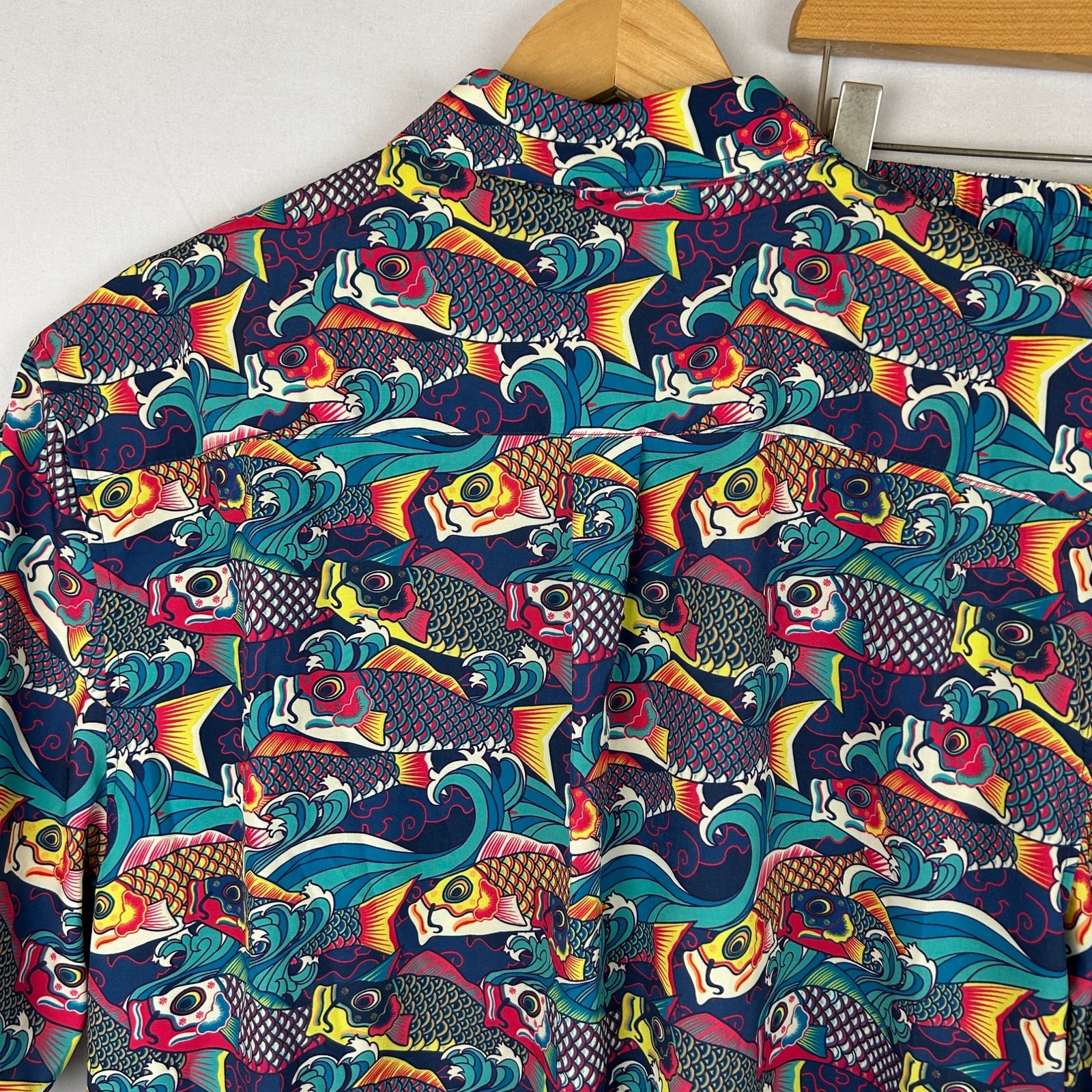WeSC Mens Koi Waves AOP Oden Short Sleeve Shirt Austin Shorts 2 Piece Set Size L