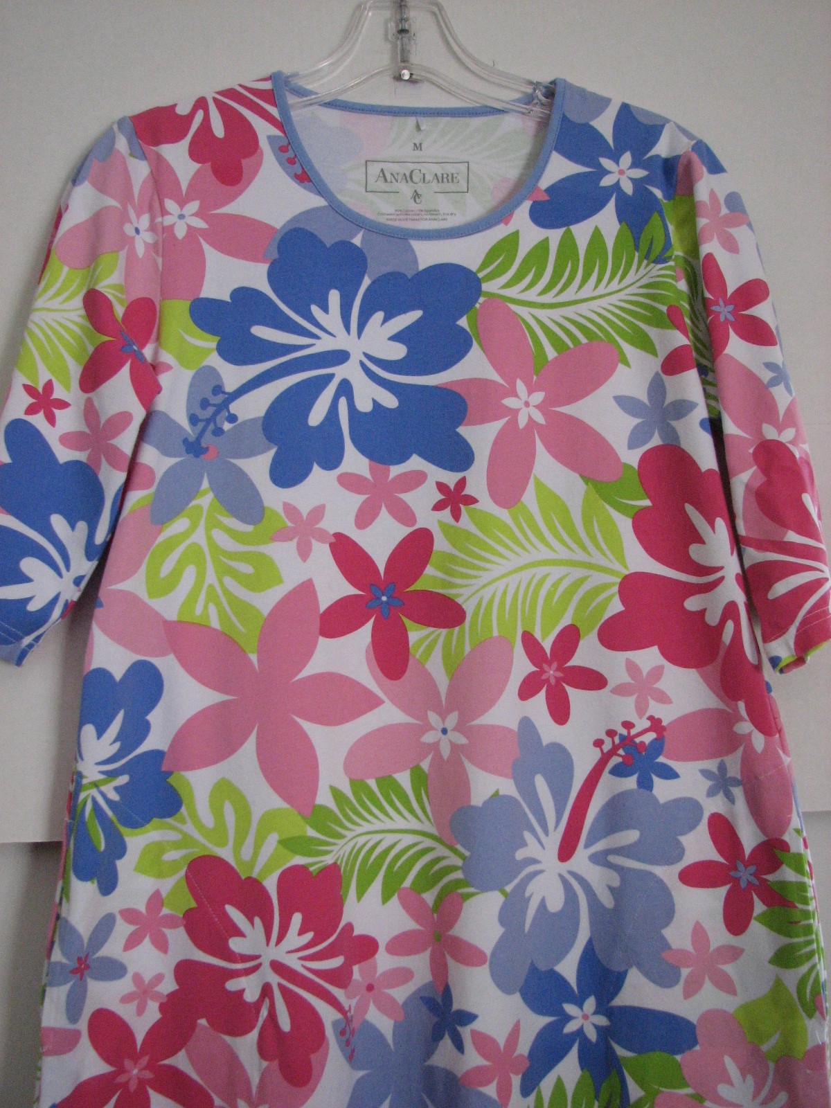 Womens Ana Clare Dress Size M Floral White Short Sleeve Stretch Summer NWOTs!
