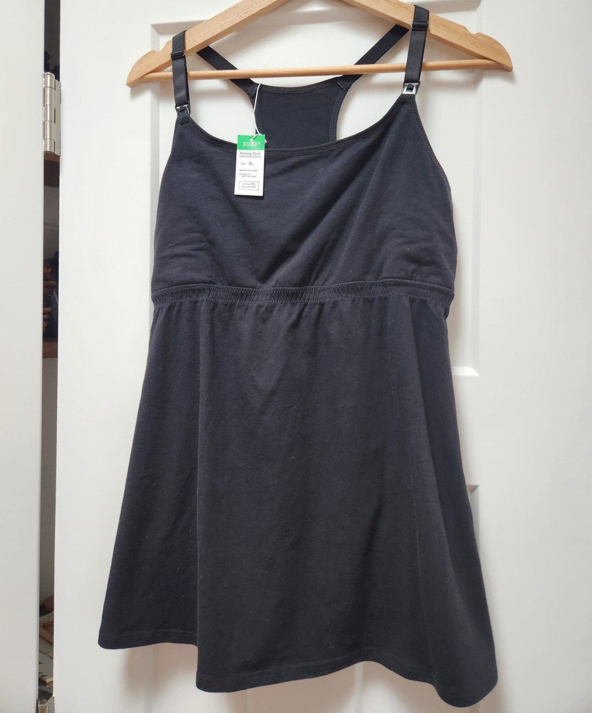 SUIEK A-Line Nursing Top XL Black Knit Cotton Spandex Scoop Neck Sleeveless