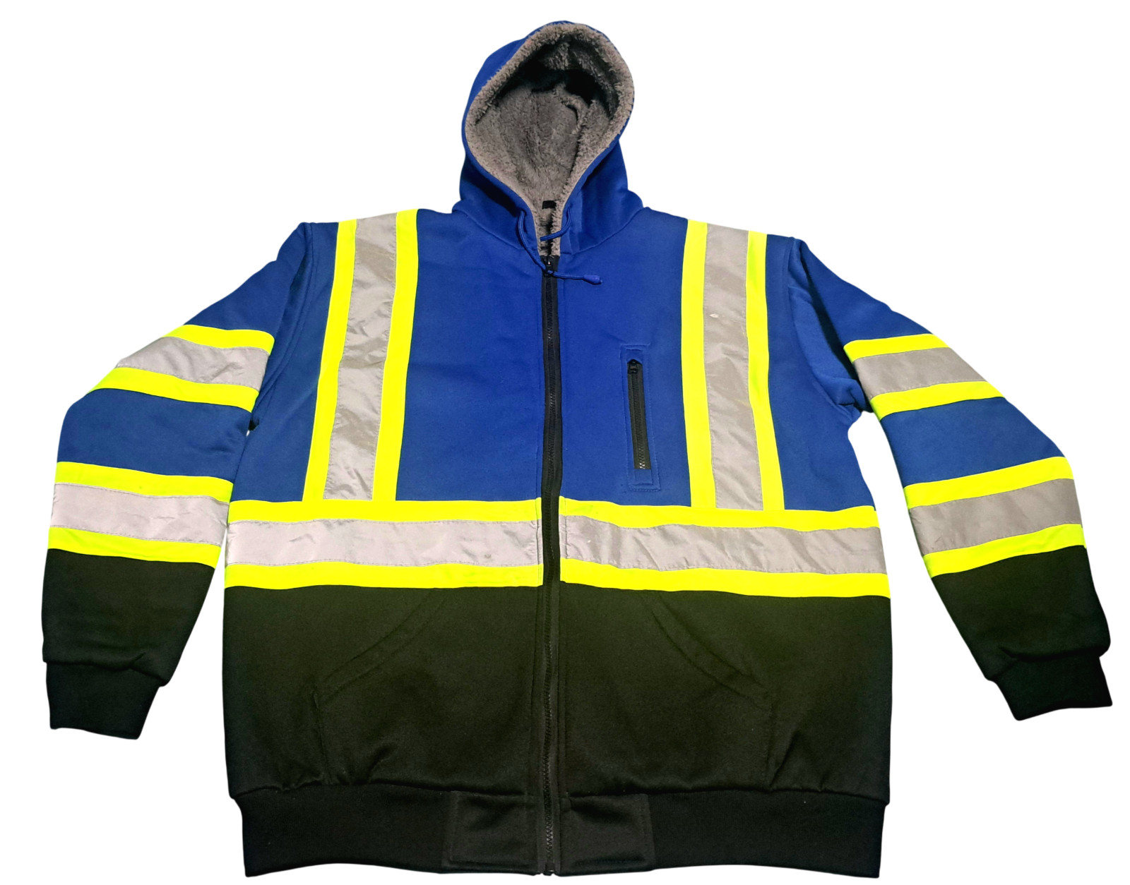 HIGH VISIBILITY Class 3 Full Zip Safety Sweatshirt Hoodie Jacket Size 3XL