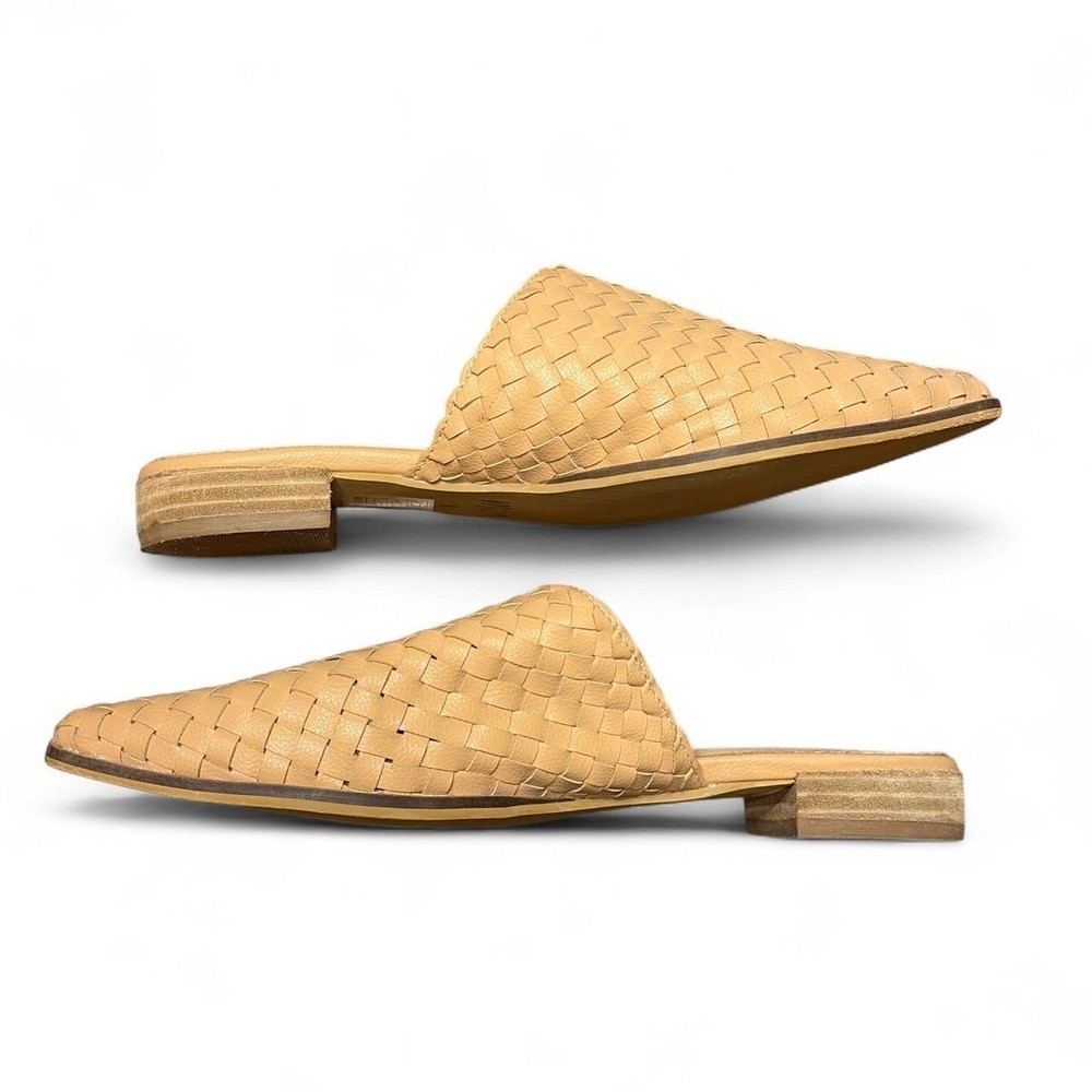 Woven Tan Leather Mules