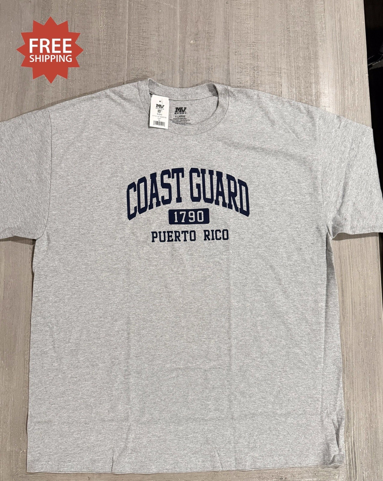 USCG U.S. Coast Guard “Puerto Rico 1790” Ash Gray T-Shirt – Size XL – NWT!