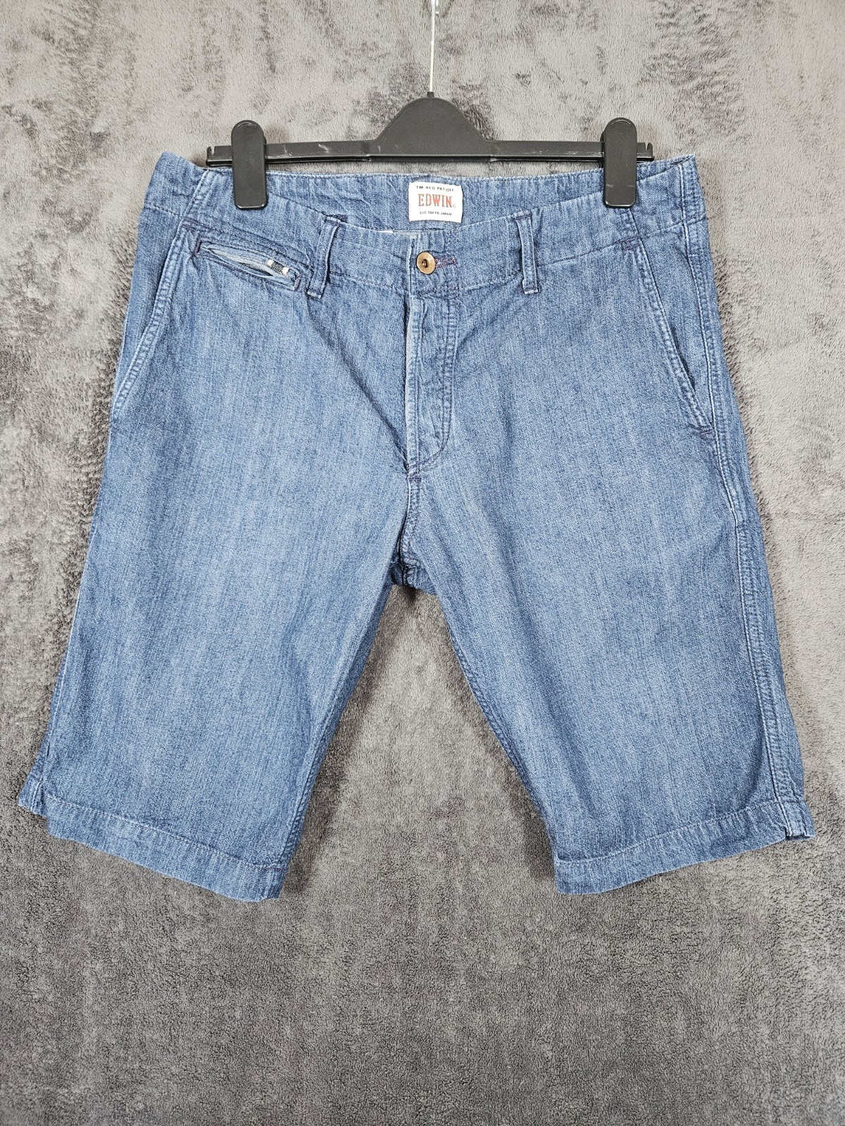 Edwin Hollis Denim Bermuda Shorts Blue Men’s Size W34 Cinch Back