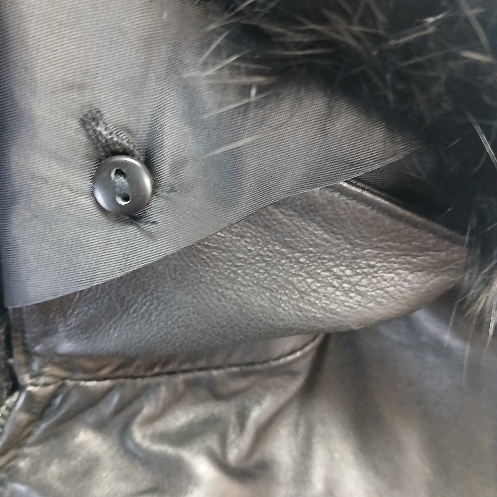 Apt. 9 SZ M 100% Soft Lambs Leather Removal Angora Fur Collar Zip Front Pockets