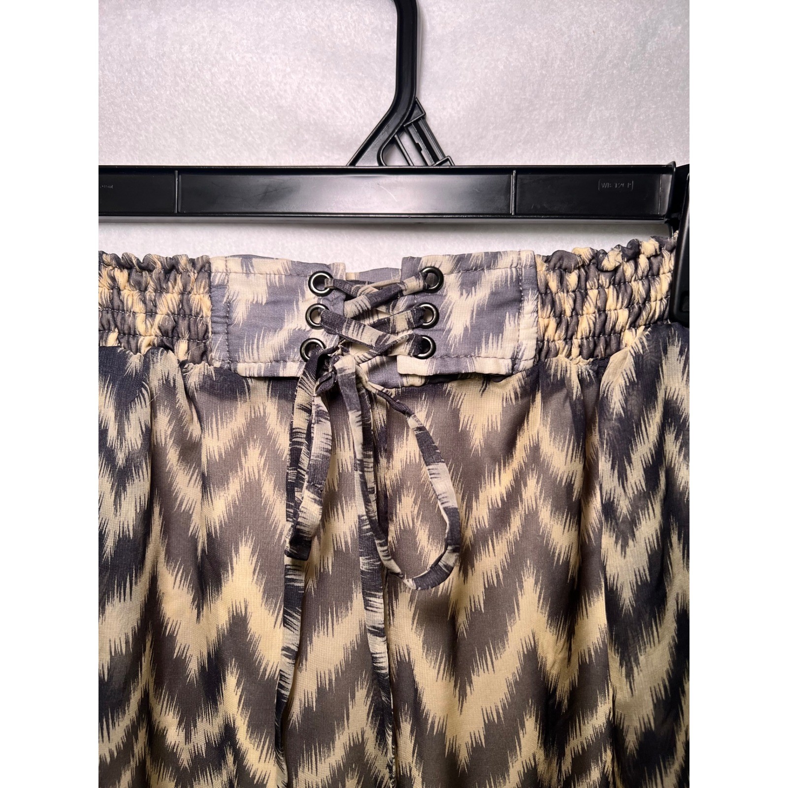 Double Zero Chevron Zig Zag Ombre Boho Chic Wide Leg Pants Smocked Waist L