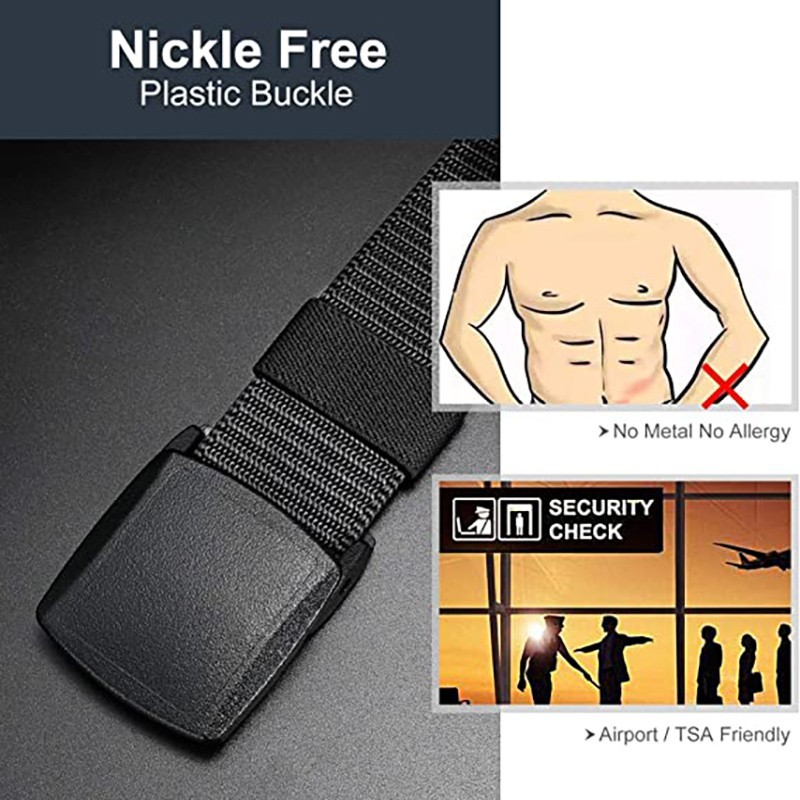 Mens Tactical Nylon Belt Military Web Quick Release Non Metal Buckle Work Casual