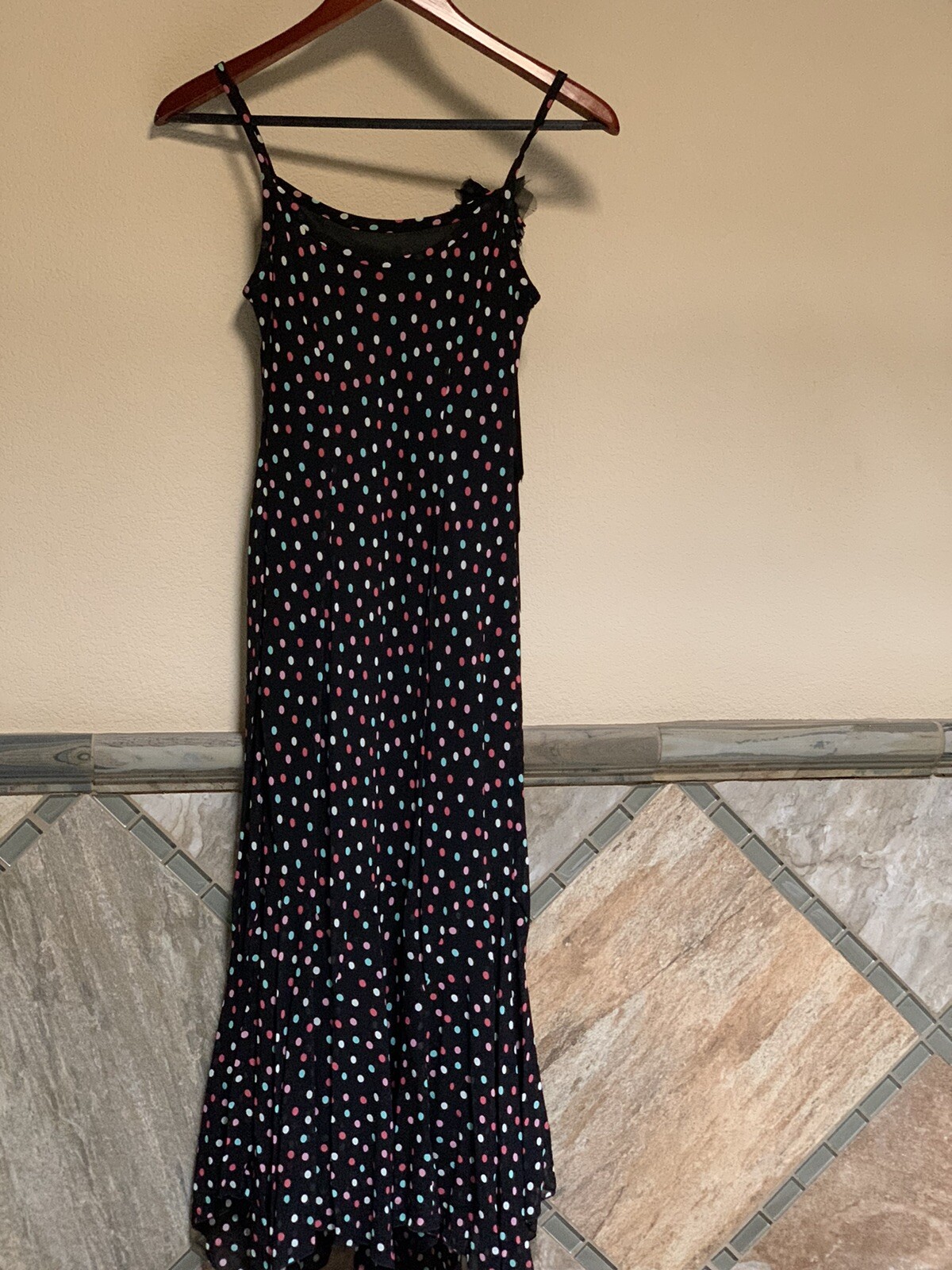 Designer Evan Picone Women’s Petite Dress Size 2P Black Polka Dots Lined Zig Zag