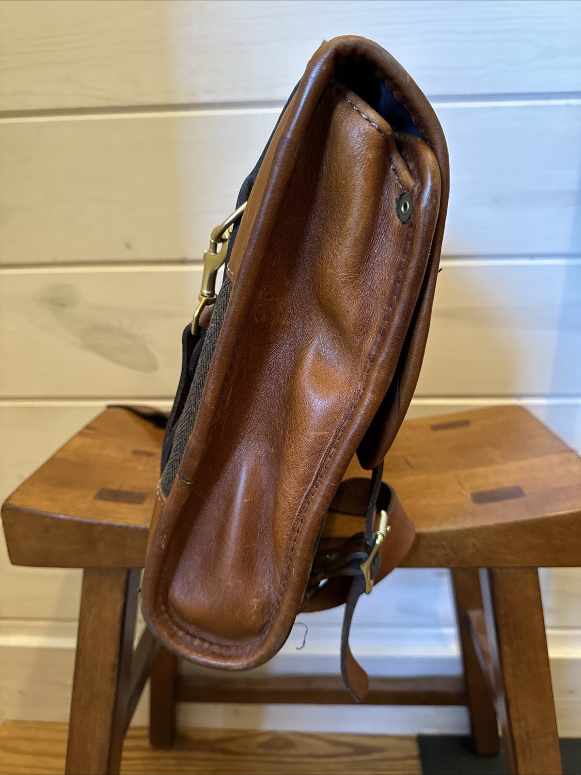 Heimies Made Leather And Tweed Messenger Bag EUC