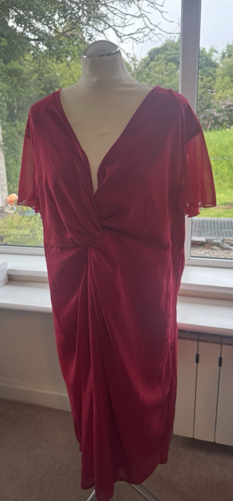Flattering Quiz Women’s Red Cherry Knot Front Dress Size 24 BNWT