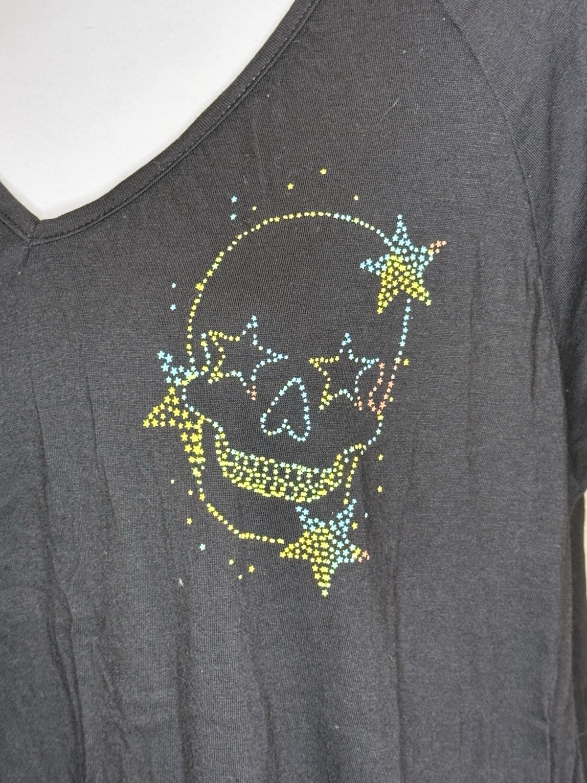 Torrid Active Top Black With Colorful Skull Open Back Size 2