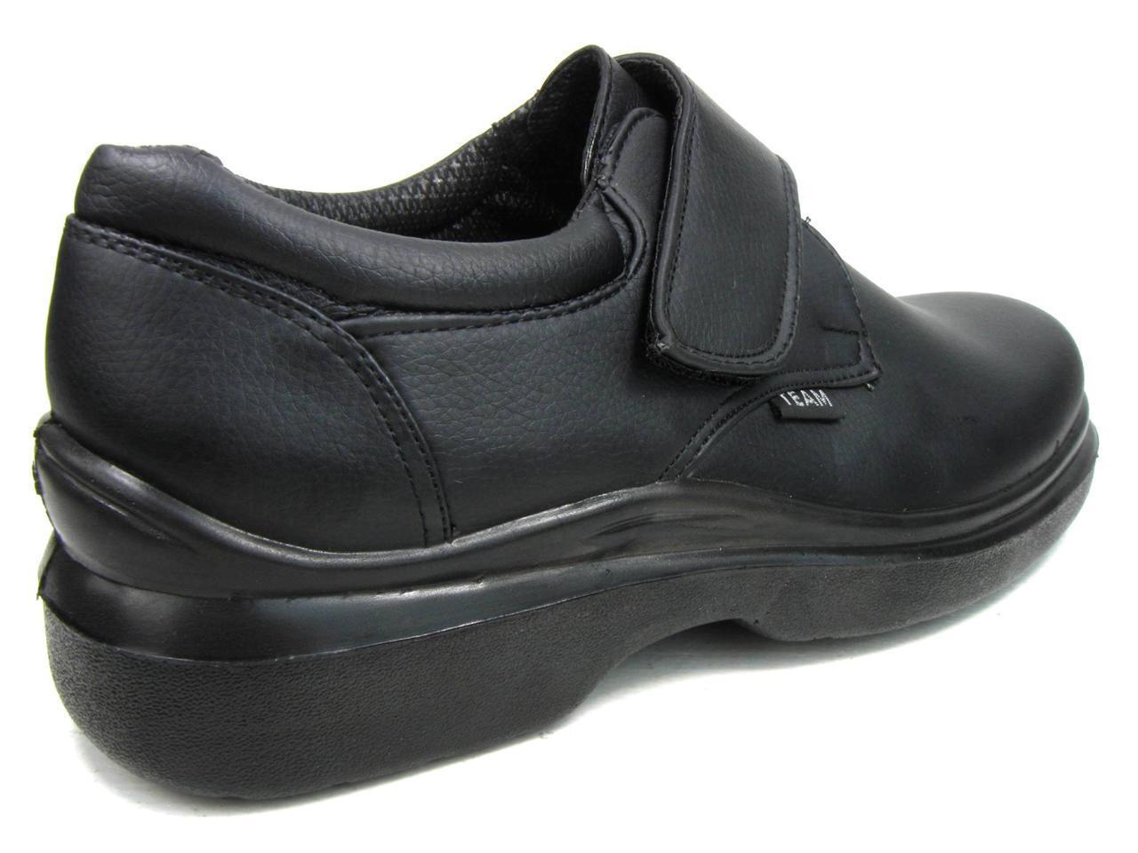 Men’s Kitchen Non-slip Working Oil Resistance Shoes Black Fast Strap Faux Leathe