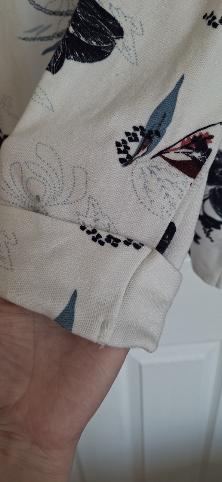 M&S Collection Ivory Mix Floral Top UK 12 EUR 40 Long Sleeve Crew Neck T41 3613