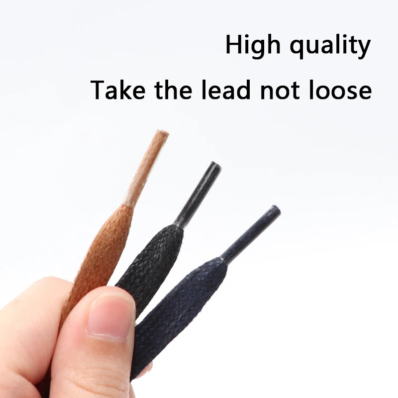 1 Pair Flat Shoelaces Waxed Cotton 0.8CM Width Waterproof Shoe Laces Unisex Boot