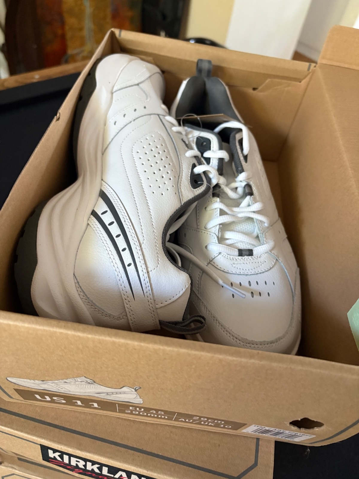 Kirkland 7761677 Signature Men’s Athletic Leather Shoes White Grey US Size 11