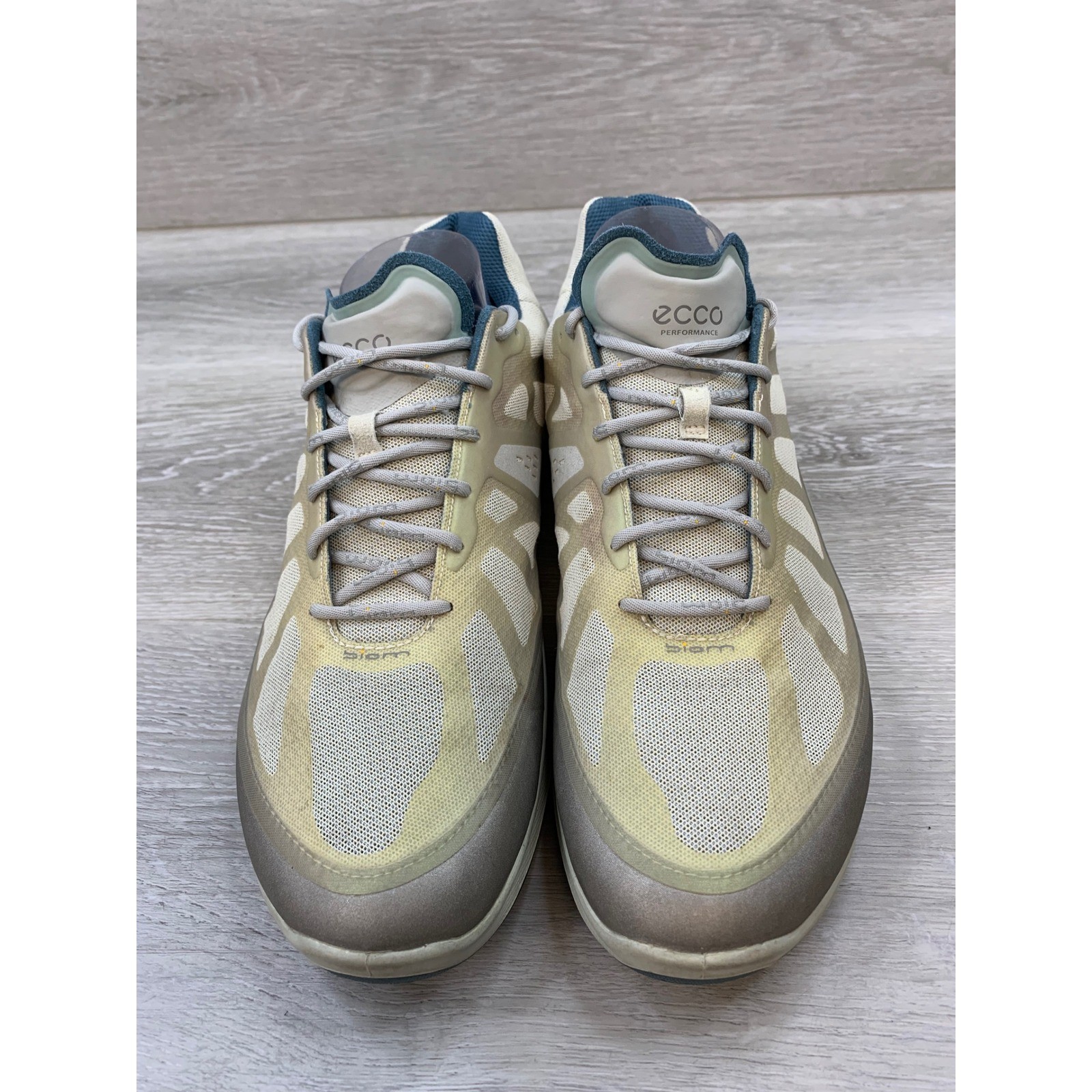 ECCO Performance Biom Men’s Sneakers Gray Teal 9 Mesh Athletic Walking Shoes