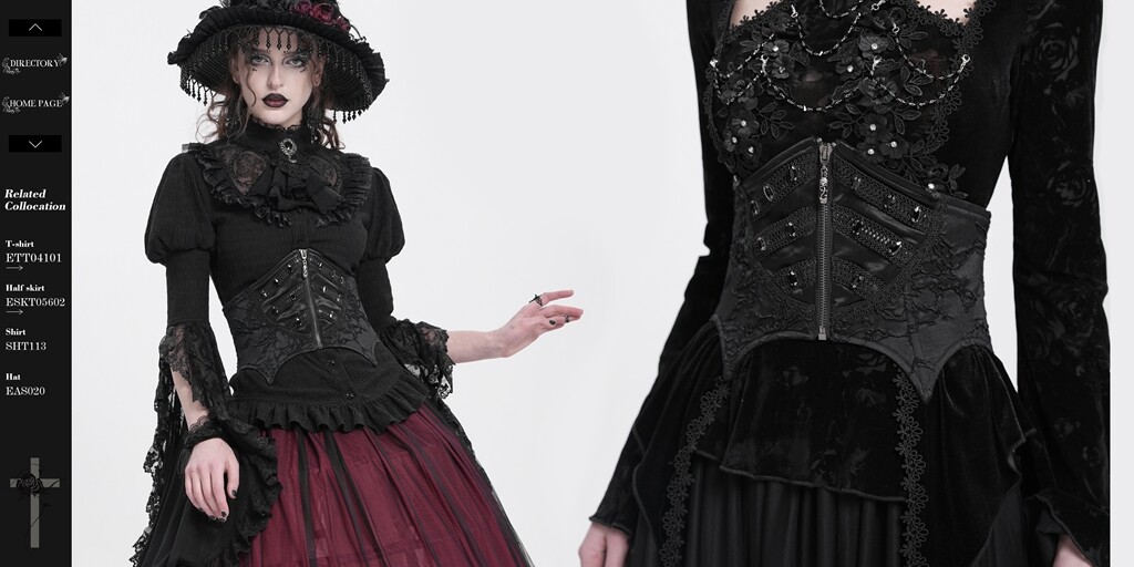 Eva Lady Women Black Gothic Retro Lace-Up Underbust Waistband Adjustable Corset