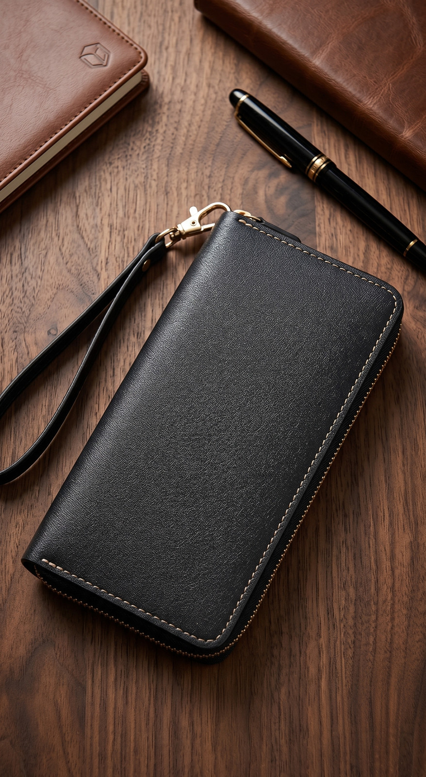 Women’s Zip Around Wallet Color block Clutch Wristlet Purse with Tassel Charm