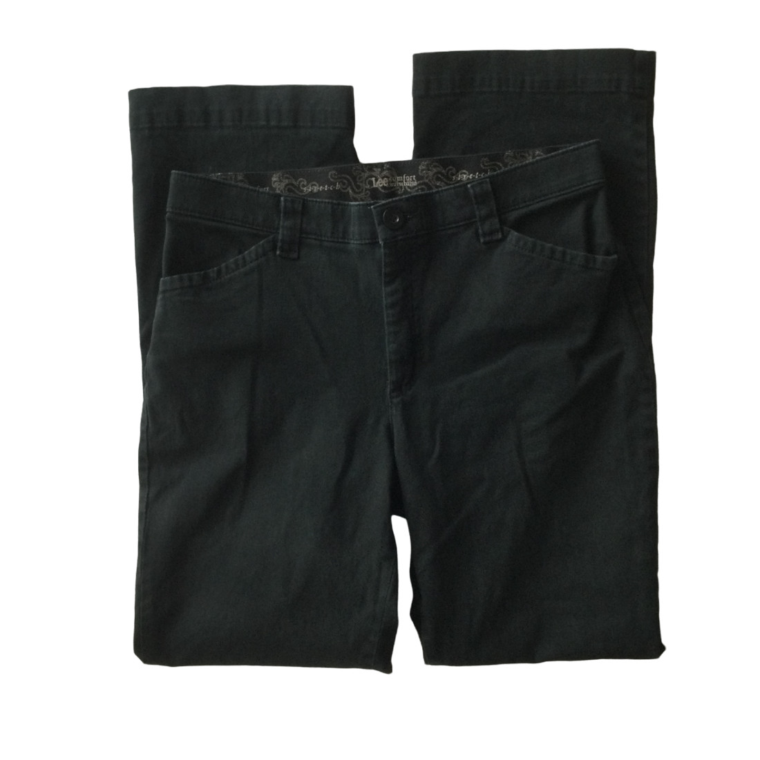 Lee Jeans Womens 10 Comfort Waistband Straight Leg Denim Jeans Black