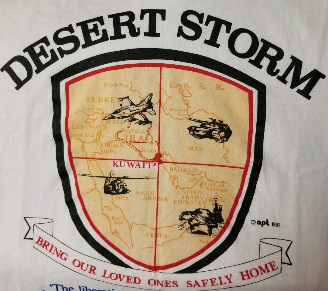Gulf War 1991 Desert Storm T-Shirt Men’s Size-Large 1/16/91 President Bush New
