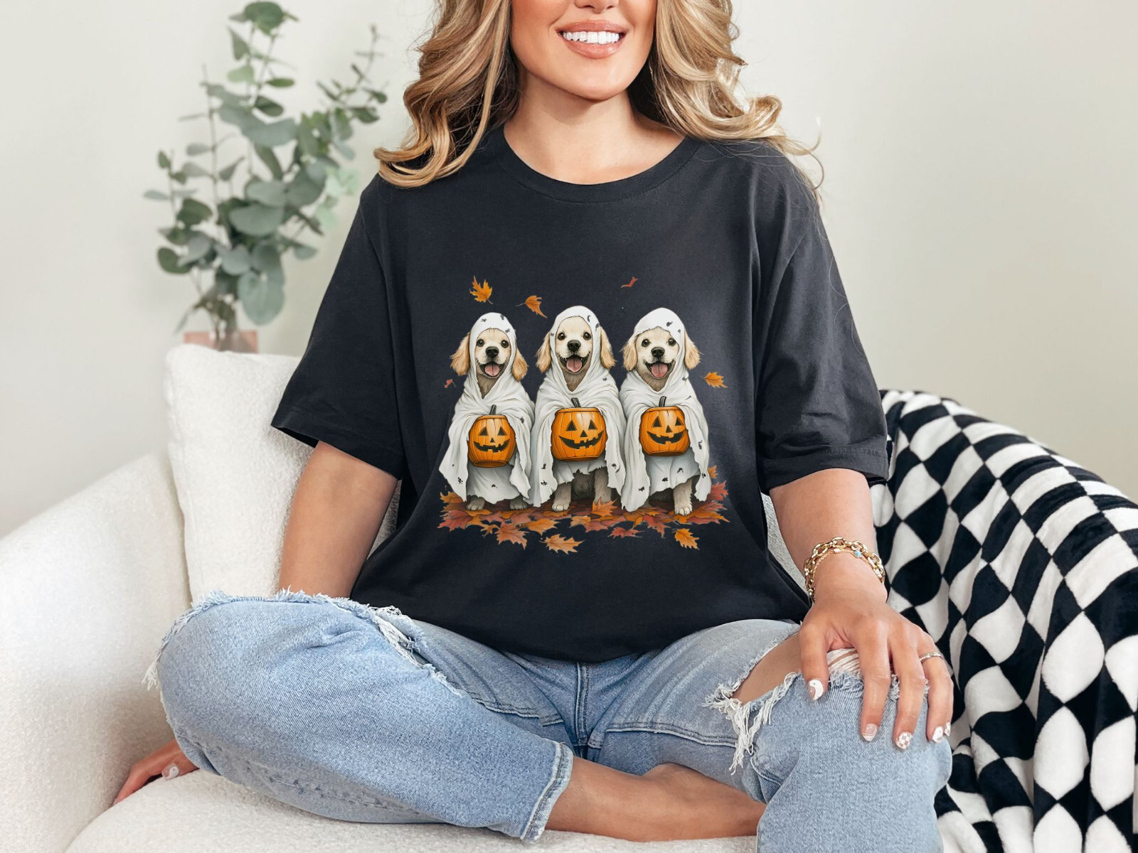 Dogs Trick or Treating, Halloween shirt, Dog Shirt, Dog Lover Tee, Ghost Dog