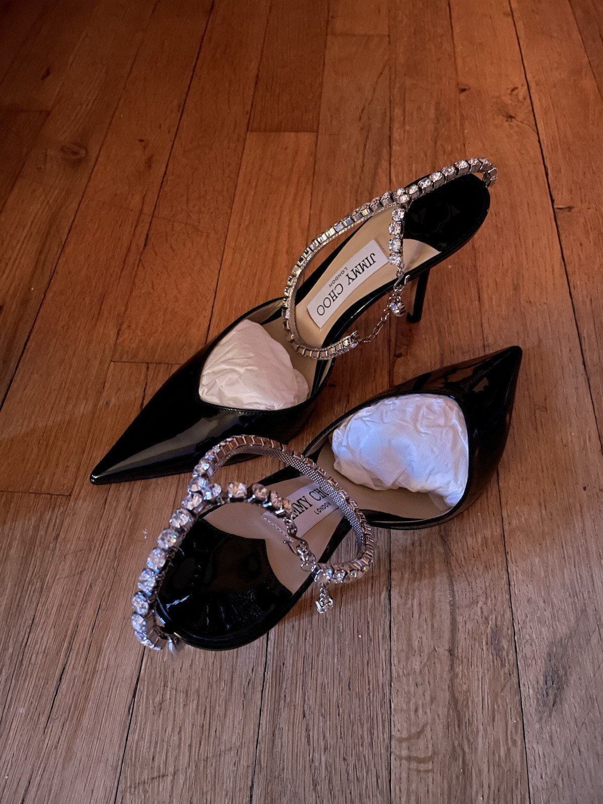 BRAND NEW Jimmy Choo Black Patent Saeda Size 7.5