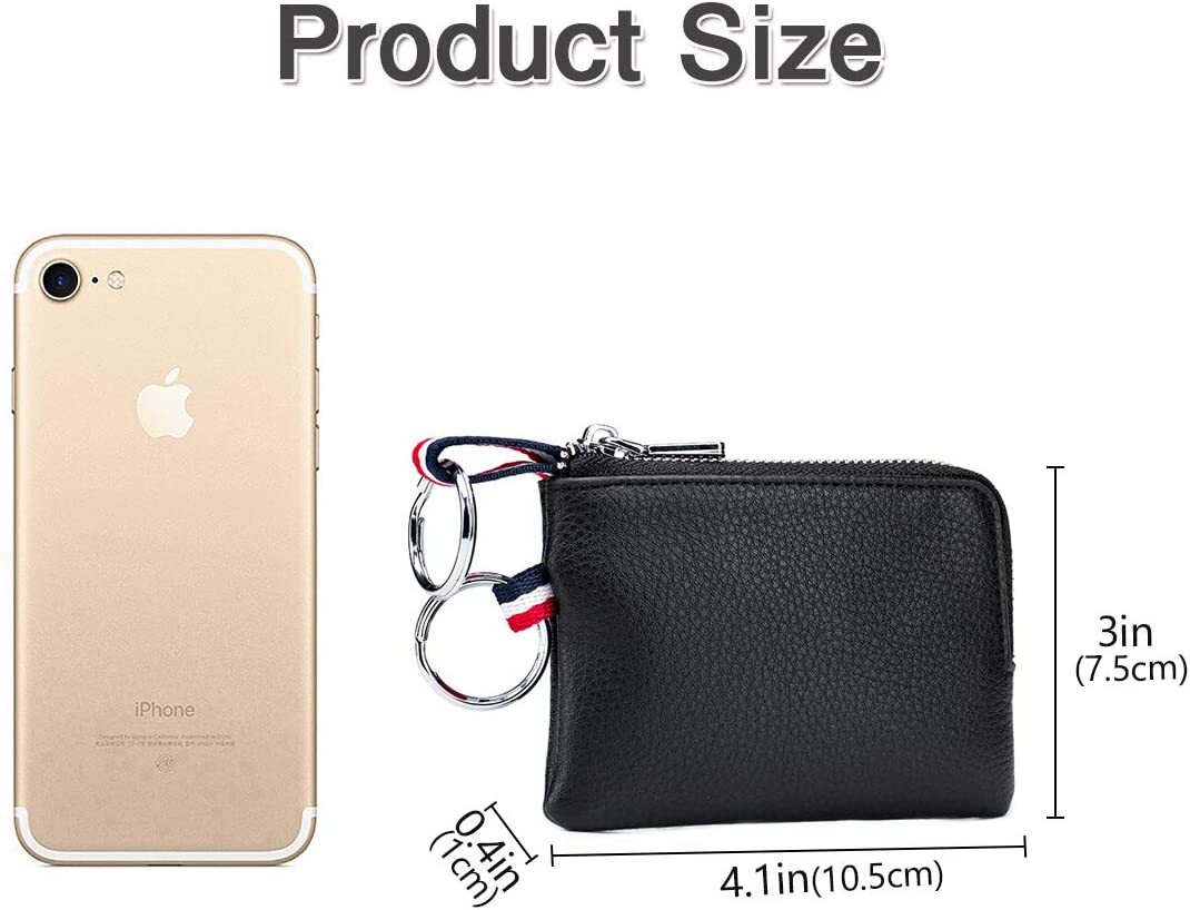 Leather Coin Purse Wallet Mini Keyrings Change Pouch Card Holder for Men Womens