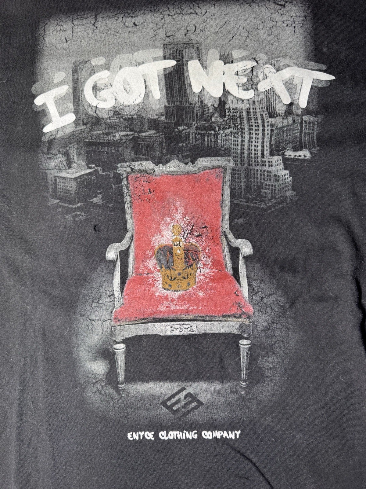 Vintage Enyce T Shirt Adult XL Black Worn Grunge Y2K Hip Hop Hipster 90s