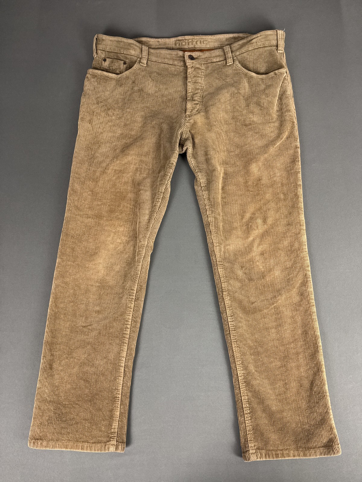 Hattric Tan Brown Corduroy Trousers 40×32 98% Cotton Stretch Smart Casual