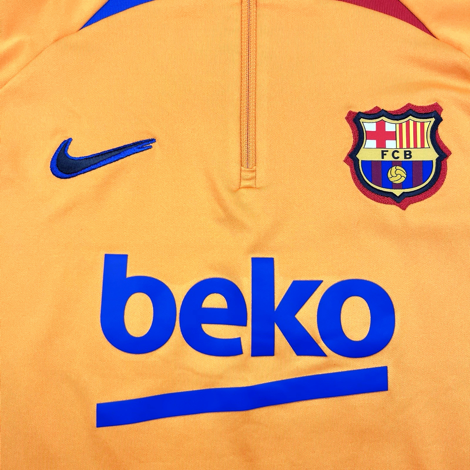 FC Barcelona Nike 21/22 Strike Drill Top Mens Large Orange Dry-Fit Quarter Zip
