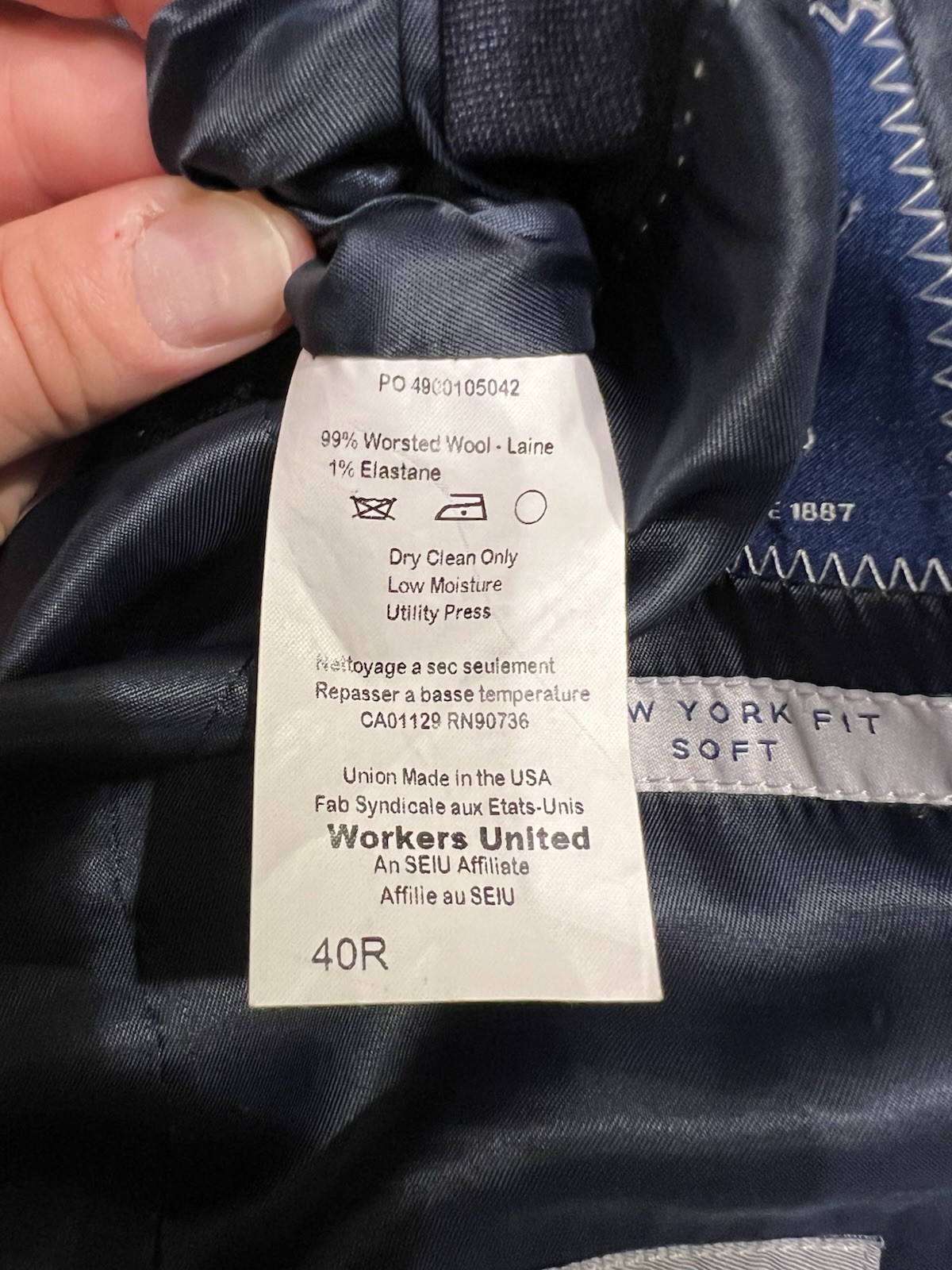 Hart Schaffner Marx Men’s Wool 2 Piece Suit Size 40R Navy Blue Plaid