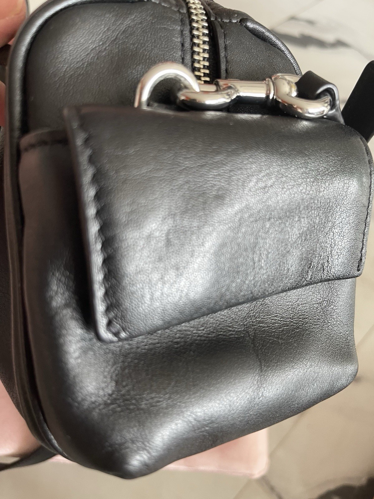 NWT MARC JACOBS Mini Pushlock Black Leather Satchel /Shoulder/Crossbody Bag $550