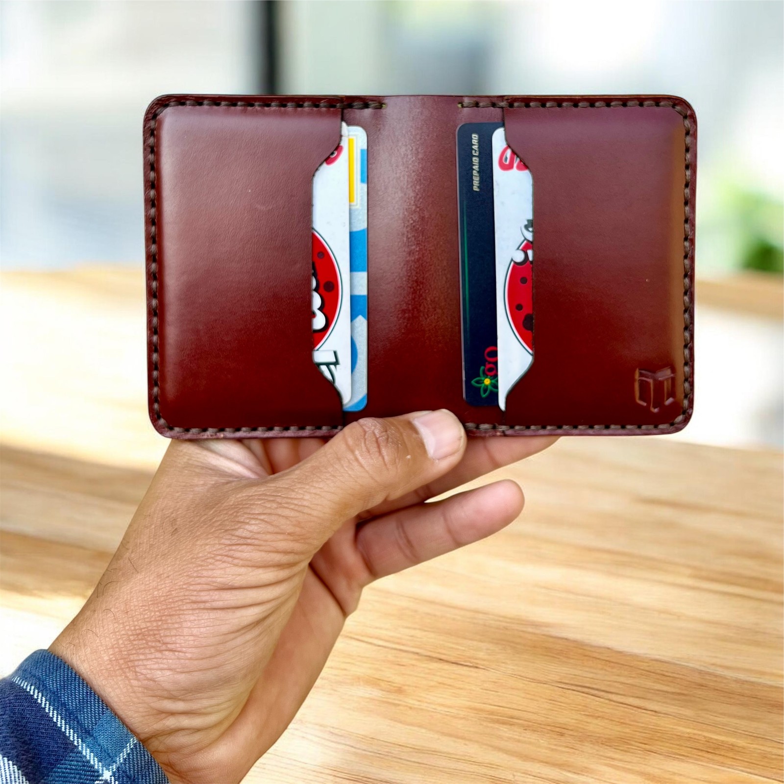 Men’s Slim Bifold Handmade Leather Wallet, RFID Blocking, Mnimalist Card Holder