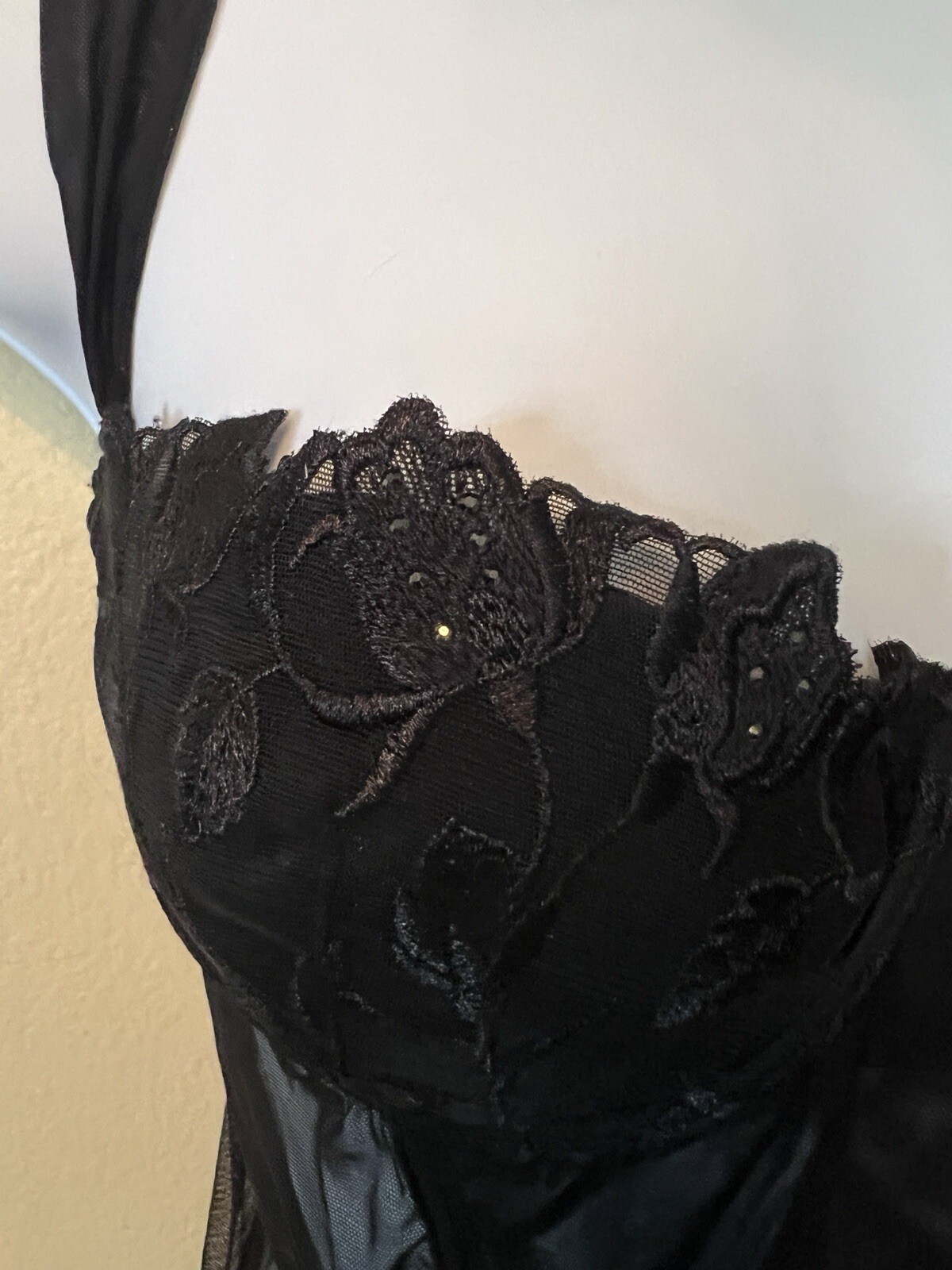 Vintage COSABELLA Italy RareY2K Black Mesh/Lace Bustier Removable Halter Strap M
