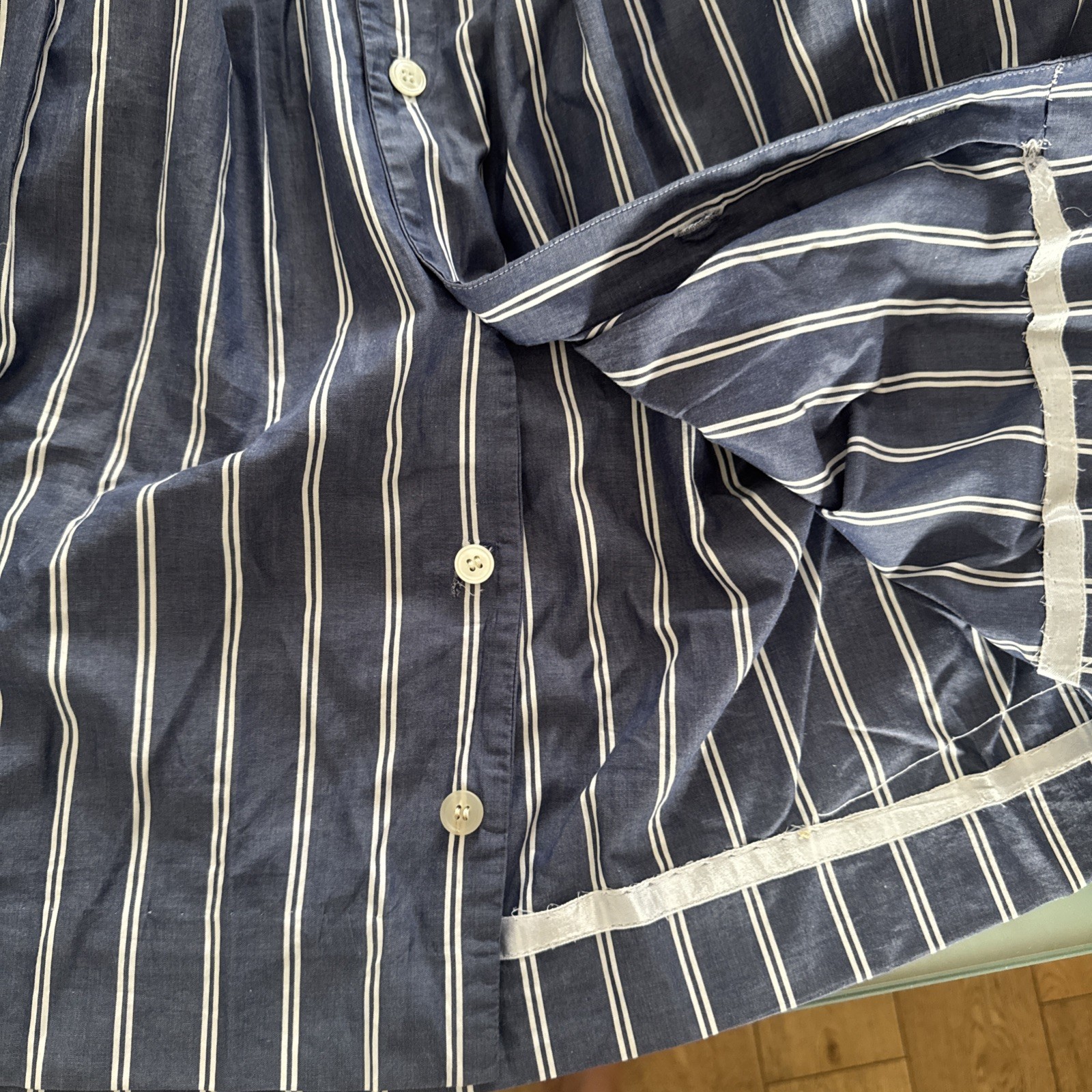 Vintage J.G. Hook Blue & White Stripe Button Front Midi Skirt UK 8 100% Cotton