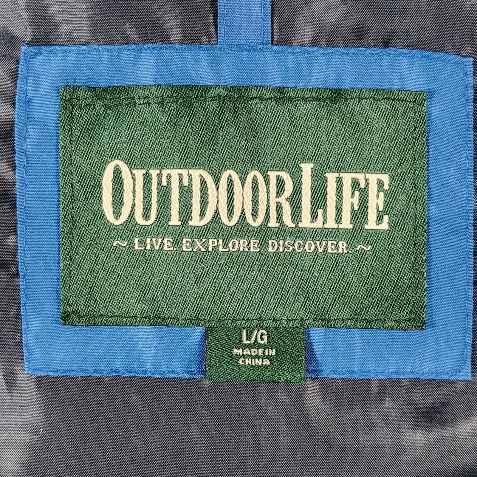 Outdoor Life Puffer Vest Large Blue Color Block Outdoor Hiking Active Cabin Work