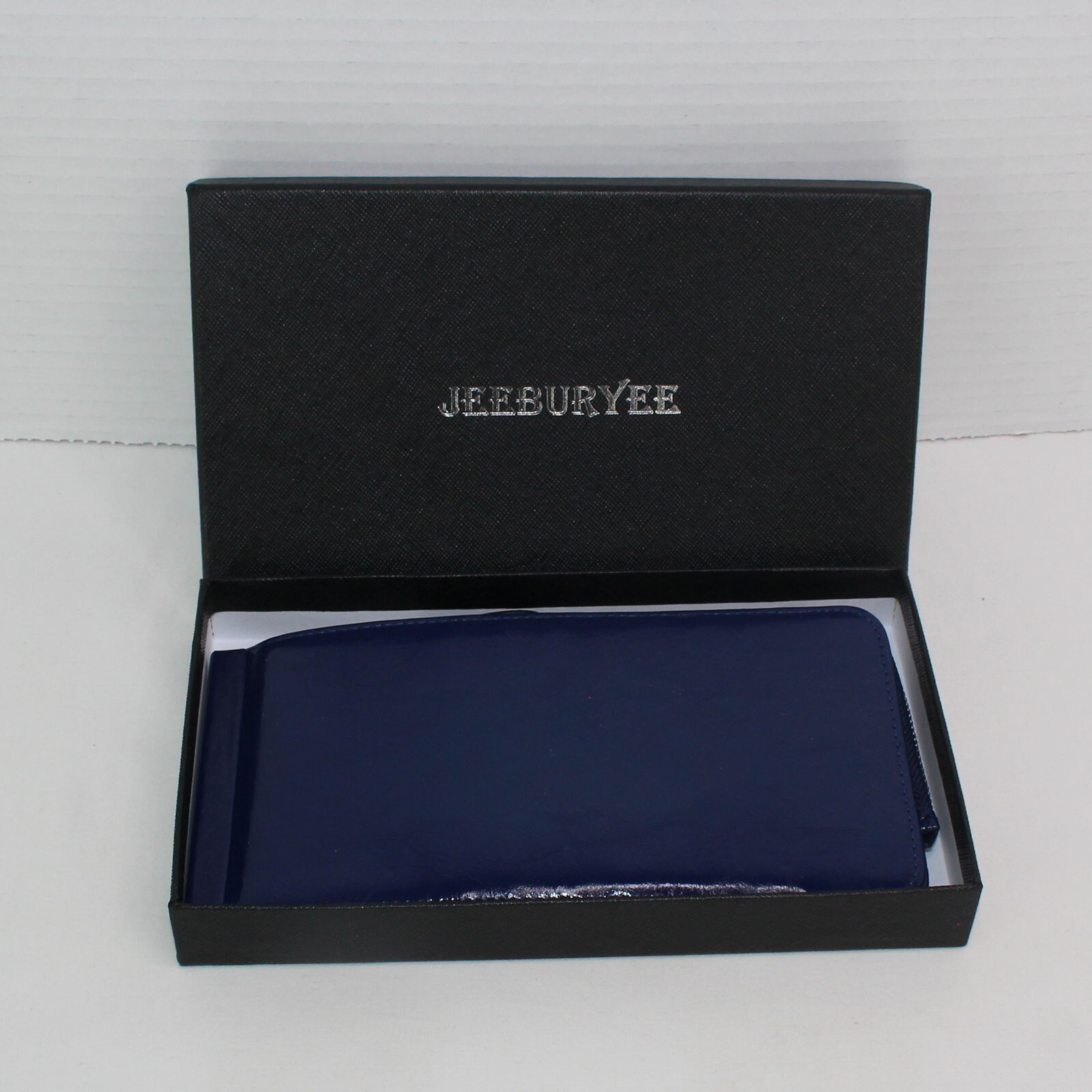 Jeeburyee Blue Oil Waxed Ladies Wallet 26 Card Slots Zipper Center NWOT in Box