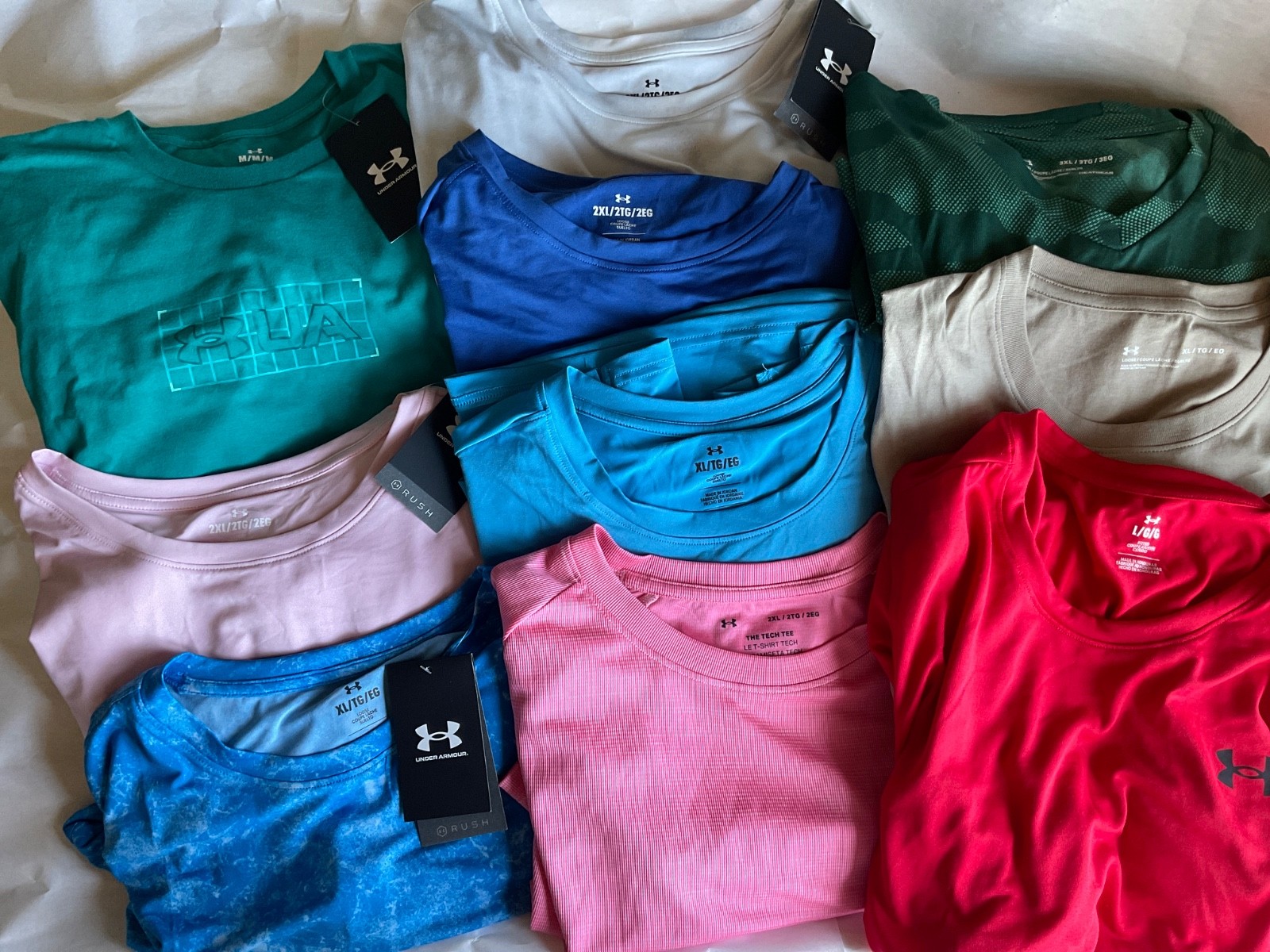 Under Armour Tee Tank Shirt New Men Tech Rush Pink Red Blue Black Tan