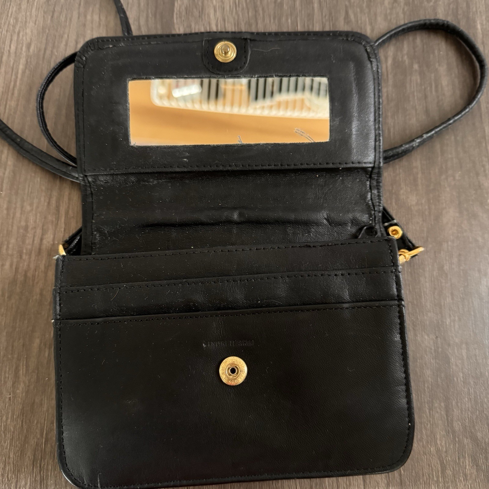 Vintage Genuine Leather Crossbody Organizer Wallet Belt Bag Kiss Lock Coin Purse