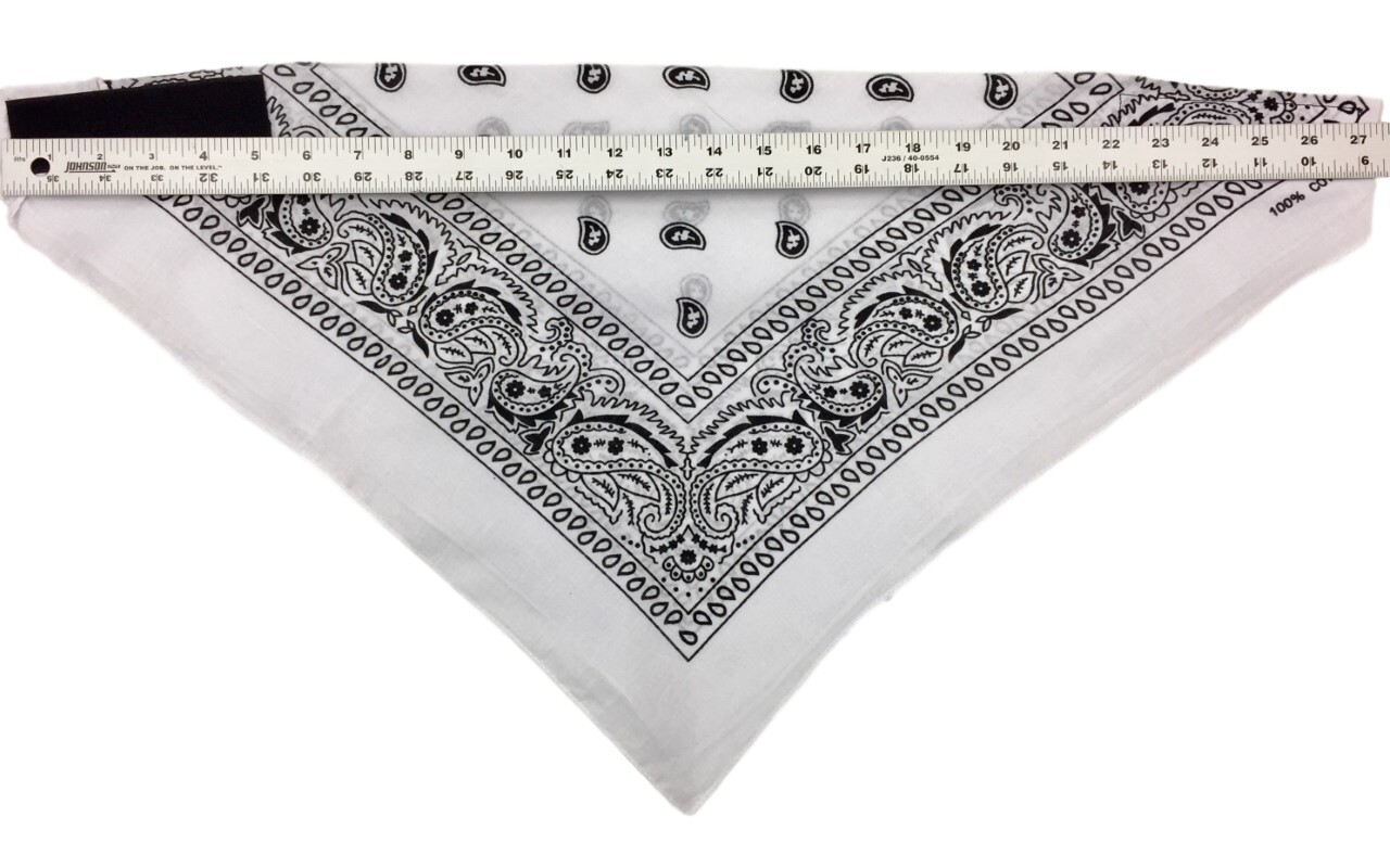 VELCRO®Brand ADJUST WHITE PAISLEY FACE COVER BIKER BANDANA NECKERCHIEF SHIELD
