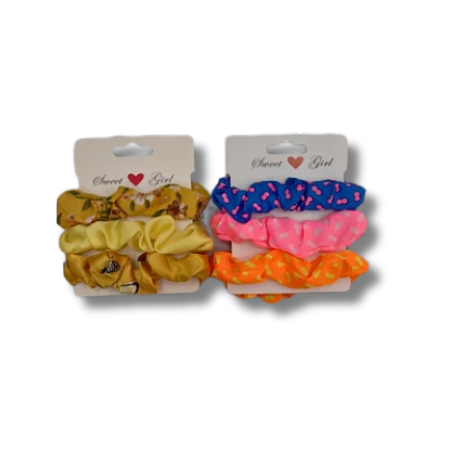 Sweet Girl Scrunchie 3-Piece Set – Floral, Solid, Patterned (Y30327)